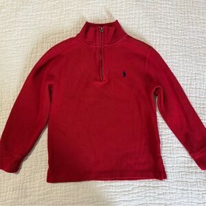 Polo Ralph Lauren Boys Red Estate-Rib Quarter-Zip Pullover Size S8 100% cotton